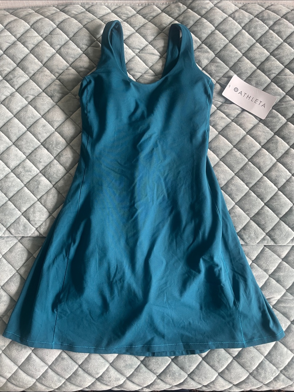Athleta Teal Scoop Neck Active Mini Dress